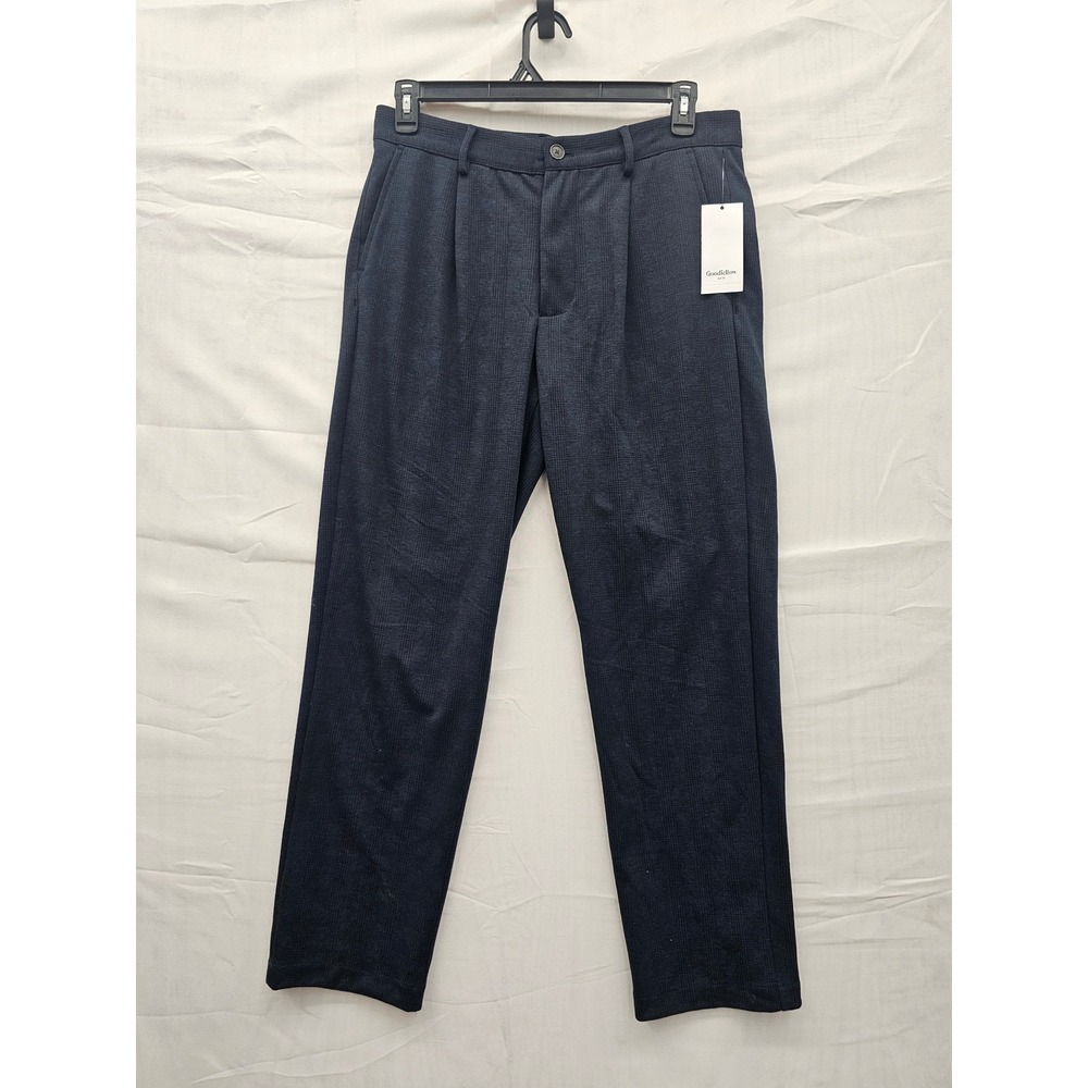 Goodfellow & Co Mens Pleated Tapered Trouser Pants Navy Cotton Casual Size 32x30